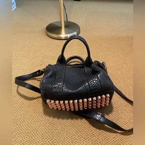 Alexander Wang Rockstud bag. previously loved. Black with rose gold. Rocco